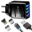 RÝCHLA NABÍJAČKA QC 3.0 4xUSB + KÁBEL 3V1