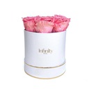Biela krabička, prémiové ružové večné ruže