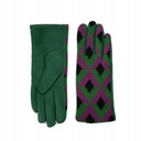 Dámske zelené rukavice s geometrickými vzormi Jemné zimné ležérne