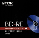 TDK BD-RE 25GB Print Avox - viacnásobný záznam 5 ks.