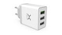 Rýchla nástenná nabíjačka pre telefón KRUX 3xUSB QC 3.0 30W biela