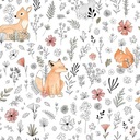 Jeleň, Líška, Veverička, Kvety - TAPETA - netkaná textília