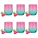 6x Pohár 300ml TYRKYSOVÝ - RUŽOVÝ, NÁPOJE, ŠŤAVY