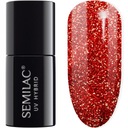 SEMILAC HYBRID POLISH 318 BURGUNDY RED GLITTER