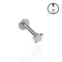 PIERCING Strieborná labretová náušnica s hviezdou Helix Tragus Flat TYTAN 1,2/10/3