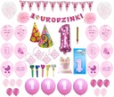 XXL Sada RUŽOVÝCH balónov, ročné ozdoby, prvé narodeniny DIEVČATKA