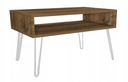 Retro loftový drevený konferenčný stolík, biele nohy, 90x60