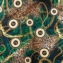Viskóza Twill Hermes pre blúzke šaty vzor leopardové pozadie čierne pozadie