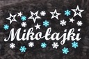 Zimný nápis Mikuláš, výzdoba okien, tabule, škola
