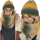 zimný SET ČIAPKA + SUKŇOVÝ šál, TEPLÝ, HRUBÝ, tieňovaný, OMBRE FARBY