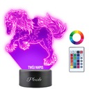 3D LED nočná lampa kôň s gravírovaním mena