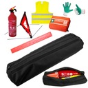 Sada v kufríku: trojuholníkový hasiaci prístroj, žltá vesta L, lekárnička, 1 pár rukavíc