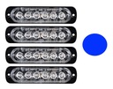 4x STROBE SVETLO 6 LED 12V-24V MODRÁ