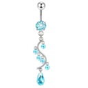 Piercing do pupka z chirurgickej ocele so zirkónmi, dlhý modrý