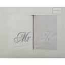 Sada uterákov Mr Mrs biela strieborná 50x90 ZA DARČEK