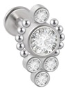 LABRET Krásne kubické zirkóny s guličkami SS316L 1,2/6
