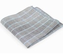 POCKET SQUARE, šedá vreckovka s modrým károm