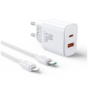 SIEŤOVÁ NABÍJAČKA JOYROOM 20W USB/USB C Joyroom + USB-C/LIGHTNING KÁBEL 1m