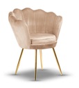 stolička, glamour kreslo SHELLY, béžová, zlatá noha