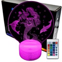 Nočná lampa Malá morská víla Ariel 3D LED LAMPA