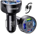 Nabíjačka do auta 4x USB PD QC 3.0 pre telefón + kábel RÝCHLO NABÍJANIE