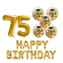 SADA balónov HAPPY BIRTHDAY na ZLATÉ konfety 75. NARODENINY