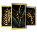 3 obrazy v zlatých rámoch 43x99 zlatých listov