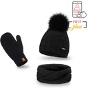 Čierna dámska súprava: čiapka, šál, rukavice