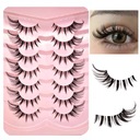 7x Umelé mihalnice na pásiku CAT EYE Hodvábna Hustá Dlhá Mäkká 7 PÁROV