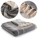 Bavlnená deka 150x200 Boho so strapcami Aredo kockovaná prikrývka 12 čierna