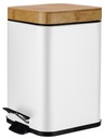Odpadkový kôš, oceľ, bambus, 3 l, biela, loft štýl