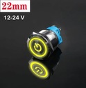 Ovládacie tlačidlo spínač kovový chróm 22mm LED 12V 24V me