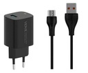 VÝKONNÁ SIEŤOVÁ NABÍJAČKA 18 W QC 3.0 RÝCHLO RÝCHLE NABÍJANIE 3,0 A MIKRO USB KÁBEL
