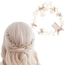 Z74 Svadobná ozdoba do vlasov Vetvička Zlaté svadobné perly