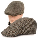 Pánska zimná zateplená plochá čiapka, elegantný klobúk Houndstooth, 50 % vlna