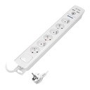 Prepäťová lišta 6x2P+Z 2xUSB 3m biela