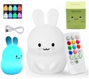 DETI NOČNÁ LAMPA KRÁLIKA, FAREBNÁ SILIKÓNOVÁ s RGB REMOTE SOFT LED