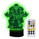 HULK 3D LED lampa USB/BATTÉRIA + DIAĽK