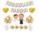 Svadobné výročie Balóny Banner Dekorácie Set Gold