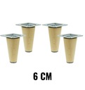 4 x lakované bukové nohy, 6 cm kužeľ s plechmi