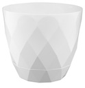Kvetináč so stojanom, obal KARO, 32,5 cm, lesklá biela, geometrické vzory