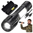 LED TAKTICKÁ BATERKA nabíjateľná ZOOM 5 režimov USB DOSAH 500 METROV Púzdro