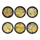 6 Box 3d Nail Sequins Púder na nechty
