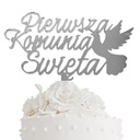 Strieborný topper, nápis na torte, prvé sväté prijímanie, strieborné zrkadlo