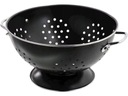 Veľký oceľový cedník RETRO Cedník s rúčkami 23 cm - ČIERNA