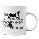Hrnček s mackom CAT, vtipný text, darček ku káve