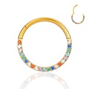 PIERCING Clicker náušnice Kruhové kryštály Zlaté Septum Daith TITANIUM 1.0/10