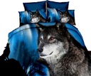 3D nočné obliečky Wolf modrá/sivá 140x200, 3 kusy