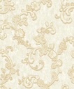 Tapeta Ornament Béžová Zlatá Glamour Listy Netkaná