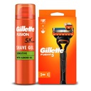 Sada Gillette Fusion5: holiaci strojček + 2 čepieľky + gél Fusion sensitive 200 ml